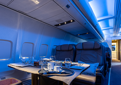 Aircraft Charter VIP Boeing 757 200. Cabin dimmed lights