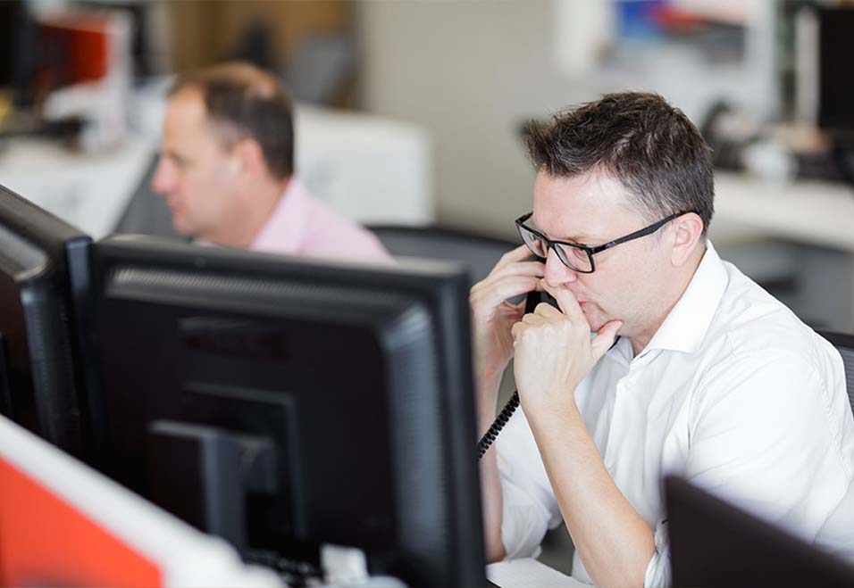 Call centre with man on the phone