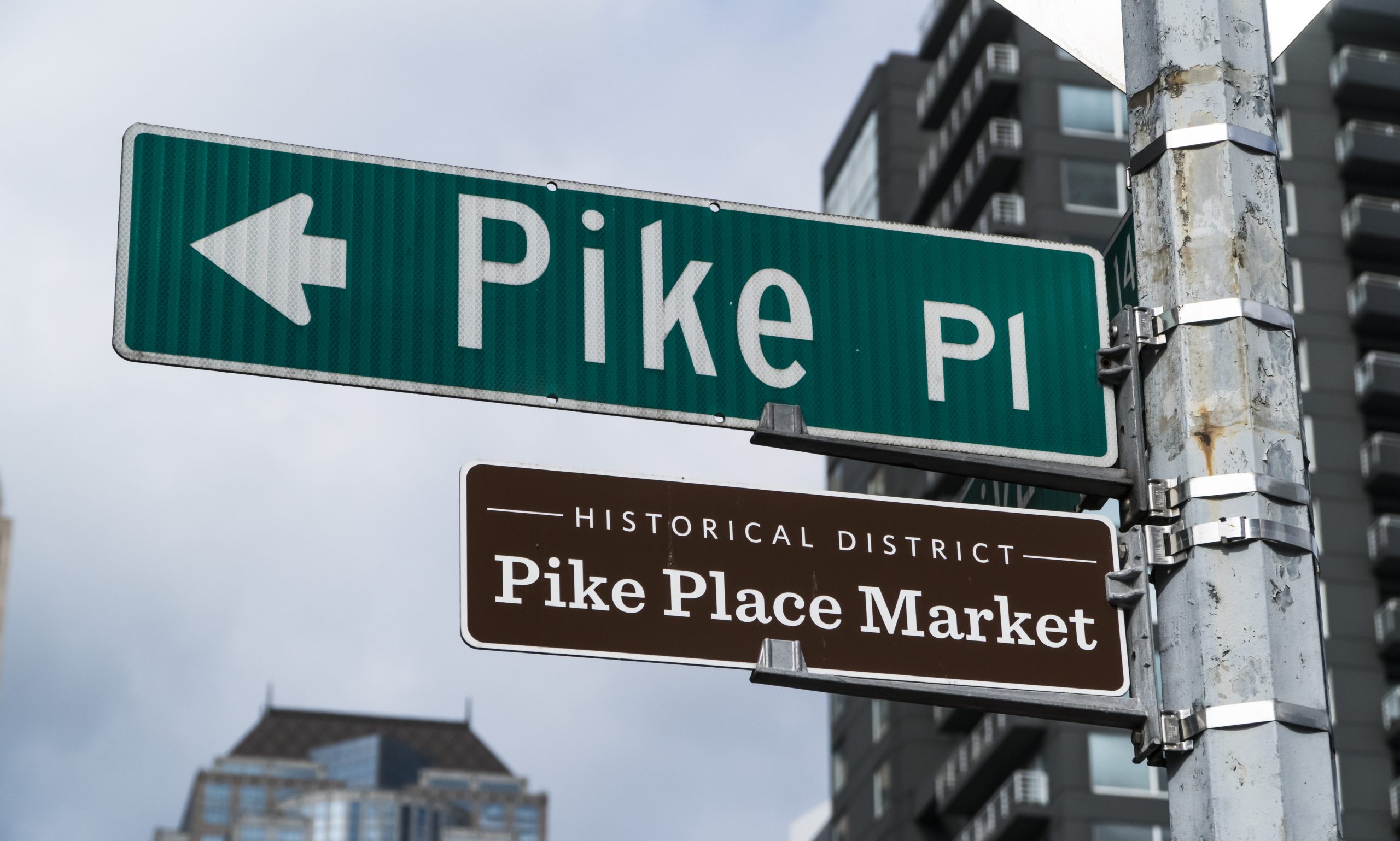 Pike Place, Market Street Sign at Pike Place, charter flight