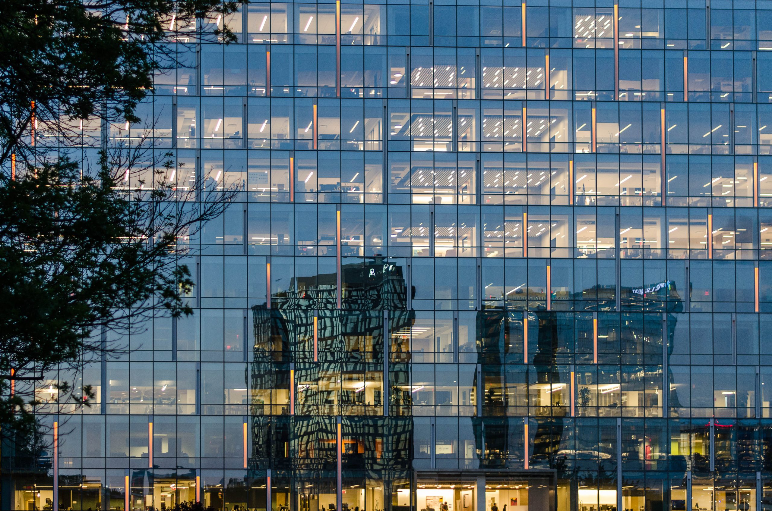 Glass Wall, Office Building, Washington DC, USA.