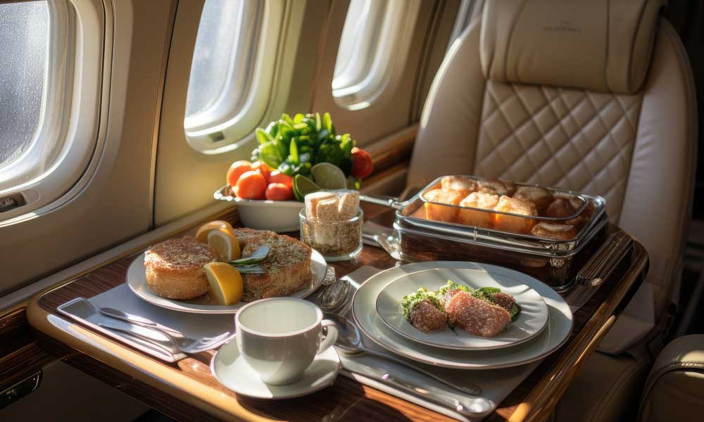Private charter jet private dining and luxury catering